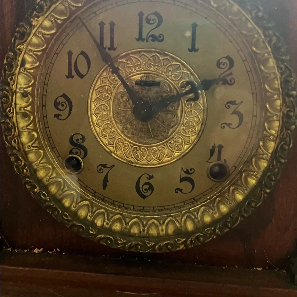 Vintage Style Brown and Gold Mantel Clock